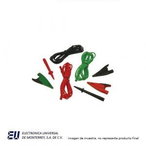 PUNTAS DE PRUEBA C/CLIPS CAIMAN ROJA/NEG/VERD - TL1550B