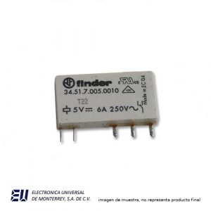 MINI RELEVADOR ELECTROMECANICO PARA CI 5VCD 6A 5 PIN - 34.51.7.005.0010