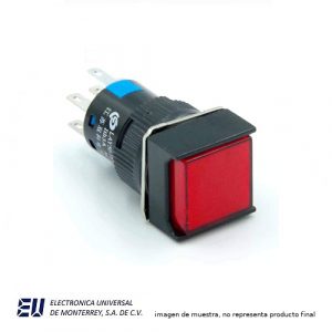 BOTON PULSADOR SOSTENIDO ILUMINADO ROJO 120V NA+NC - LAY50-16F-22TD