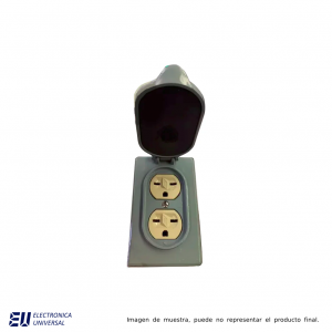 RECEPTÁCULO ENTRADA RECTA DUPLEX 20 A, 250 V, 2P, 3H, NEMA 6-15 C/PLACA PARA INTERPERIE, COLOR MARFIL Y TAPA GRIS - M5650WP