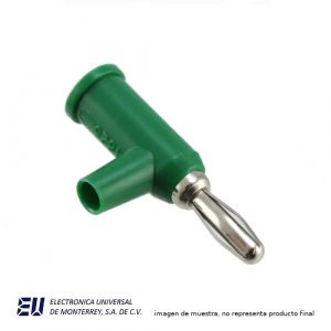 CONECTOR BANANA APILABLE NEGRO C/CUBIERT DE SEGURIDAD VERDE - POMONA 1825-5