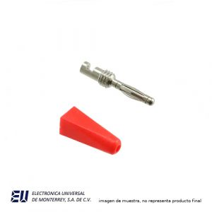 CONECTOR BANANA MACHO 2MM ROJO 2 CAIMANES CHAPEADOS EN ORO A - POMONA 5936-2