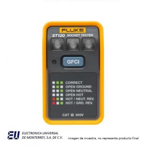 PROBADOR DE ENCHUFE CON LED, BOTON DE PRUEBA GFCI, VERSION AMER - FLUKE ST120