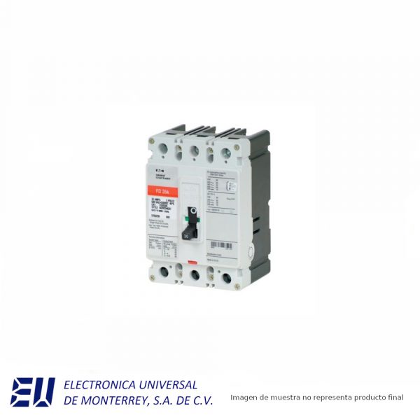 INTERRUPTOR TERMOMAGNETICO DE 3 POLOS SERIE C, 30 AMP, 600 VCA F FRAME EATON - FD3030L