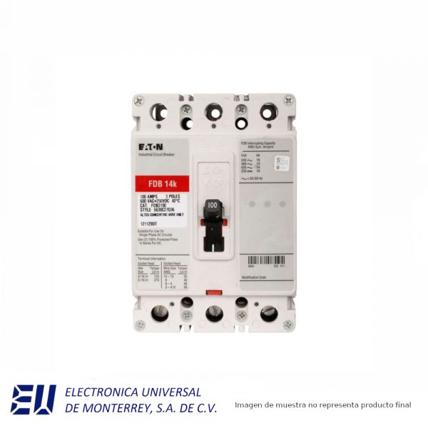 INTERRUPTOR TERMOMAGNETICO DE 3 POLOS SERIE C, 150 AMP, 600 VCA F FRAME EATON - FDB3150L